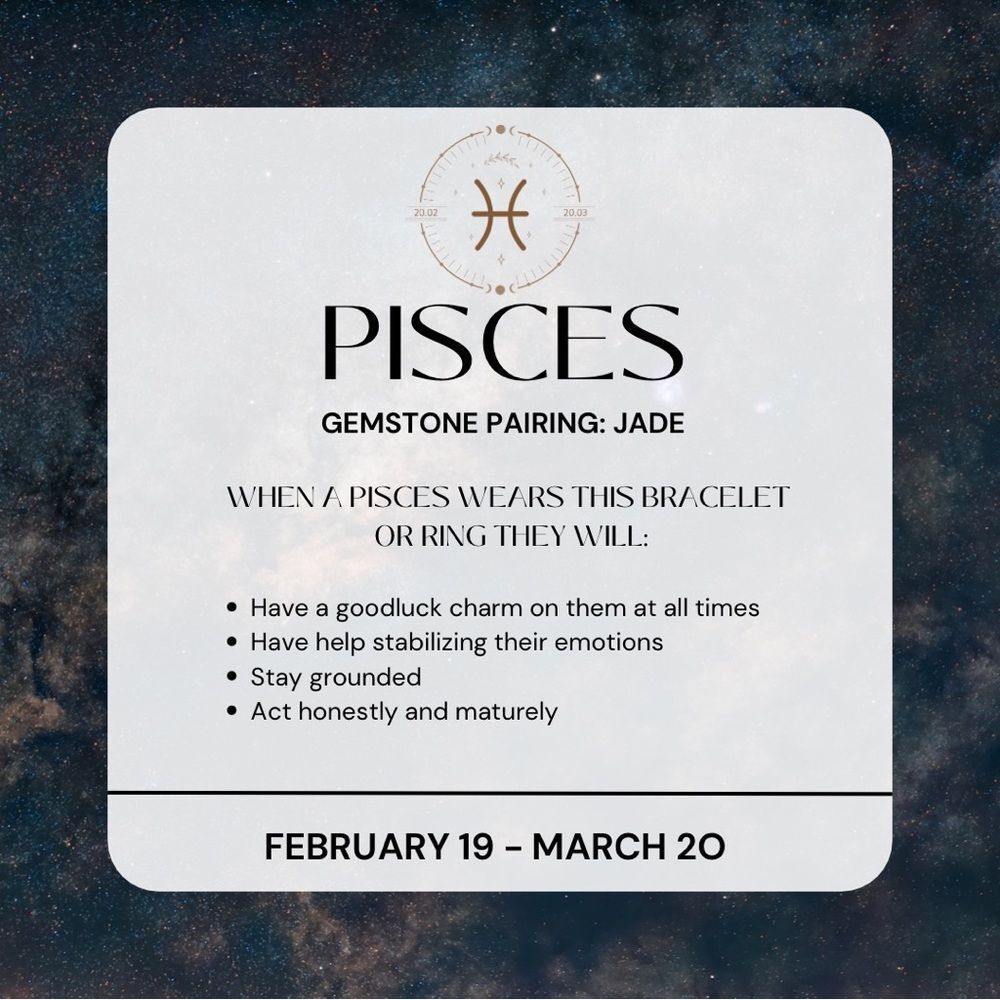 NWT Wool + Pepper Co. Pisces + Jade Ring - zodiac x gemstone collection